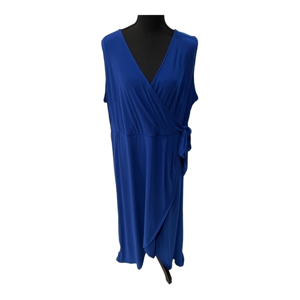 INC International Concepts Maxi Dress Royal Blue Large Faux Wrap NWT